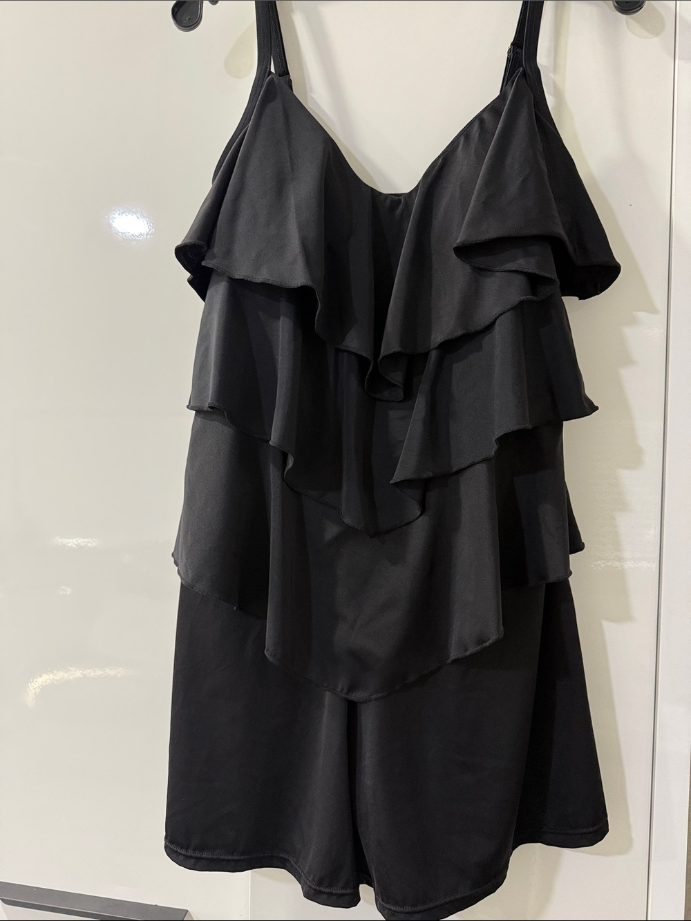 Swimdress Black Ruffle Tiered Sleeveless